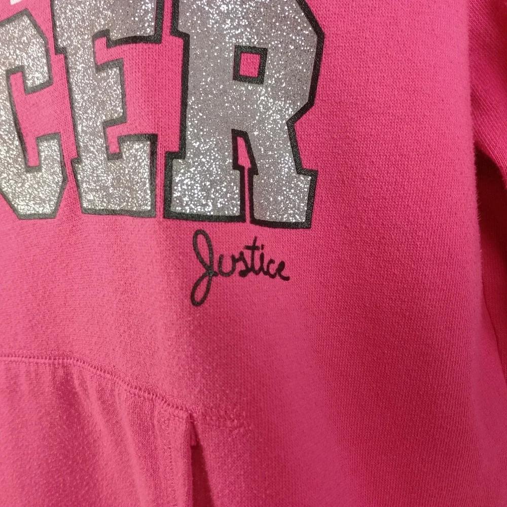 Justice Juniors 16 Hot Pink Love Soccer Crop Hoodie Long Sleeve Sweatshirt